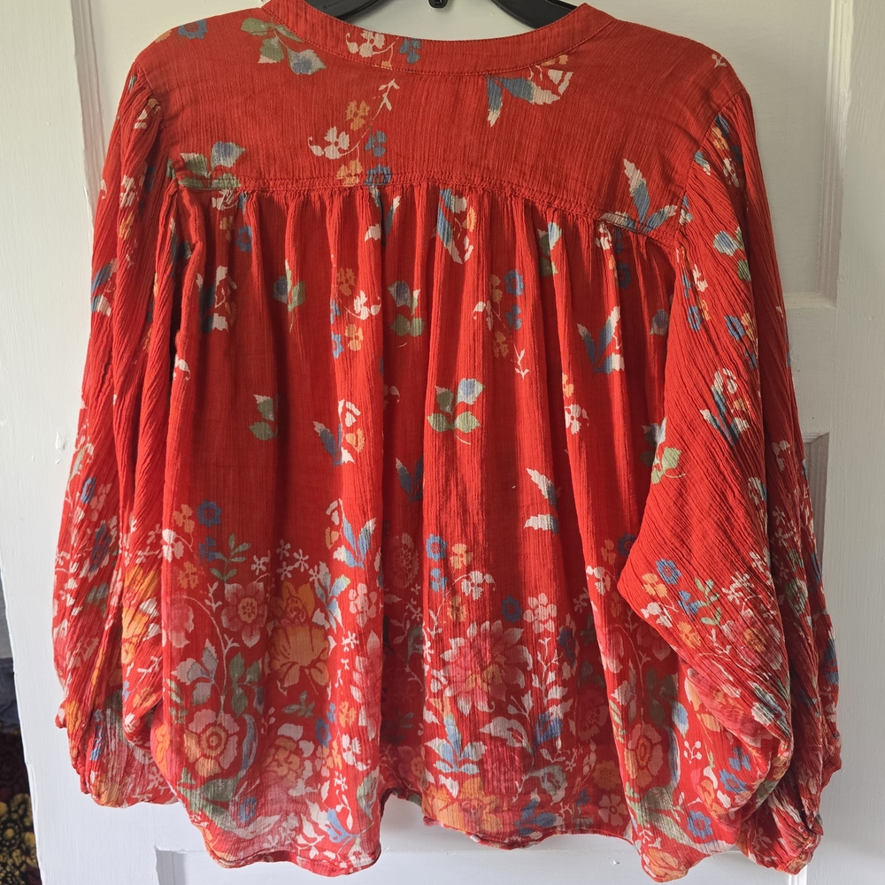 Pilcro Coral Floral Button-Down Blouse - Picture 2 of 3